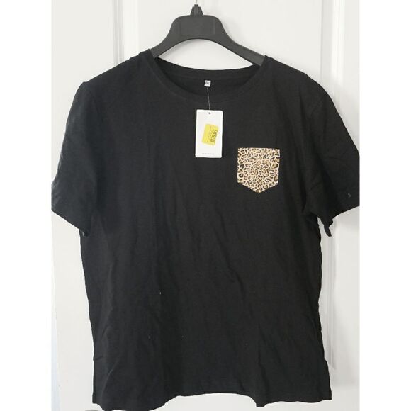 Teedino Black Leopard-Detail Tee 2XL - Picture 2 of 9